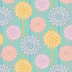 Lolli-Pops Fantasy Floral Big Bloom Botanical with Vertical Stripe Stems - MEDIUM Scale - UnBlink Studio by Jackie Tahara