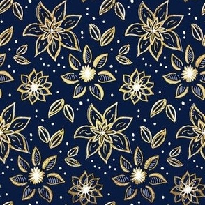 Festive Floral for Christmas - Navy and Gold