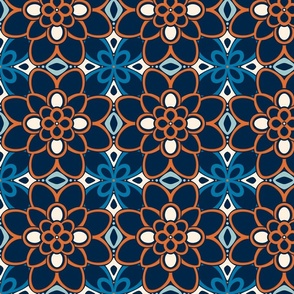 Setubal Floral Motif in Navy