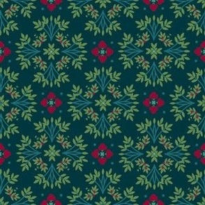 Snowflake Floral - Green & Red