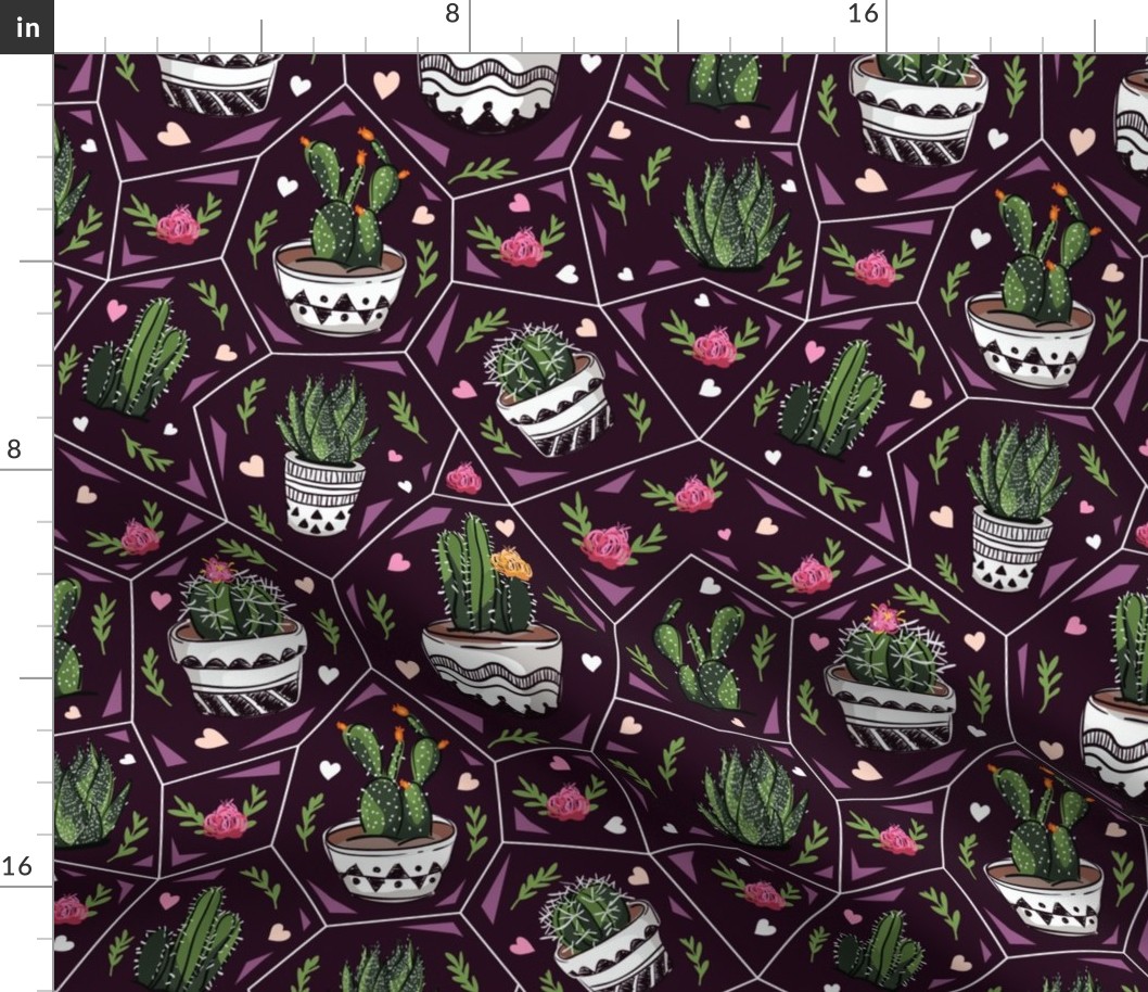 Calico Crystal Cactus Conservatory Faceted Floral Dark Purple Refractions