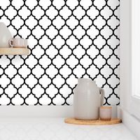 moroccan quatrefoil white with black lattice