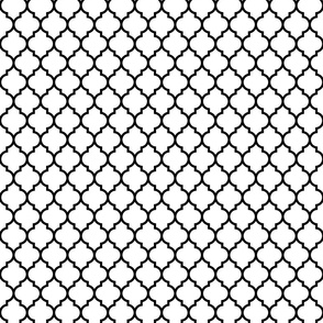 moroccan quatrefoil white with black lattice