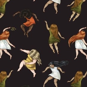 Dancing women on black
