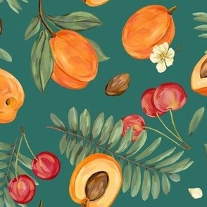 Apricots and cherries (emerald)
