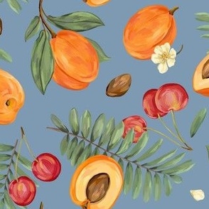 Apricots and cherries (blue)