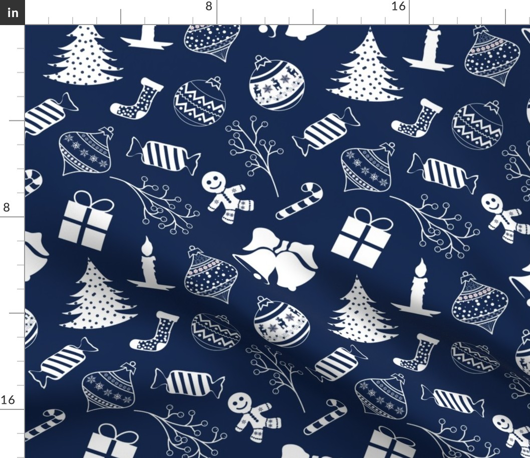 Christmas Pattern Blue White