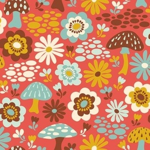 Wild Woodland Floral - Red / Pink