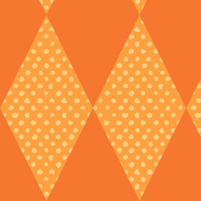 yellow check with dots on orange - large scale
