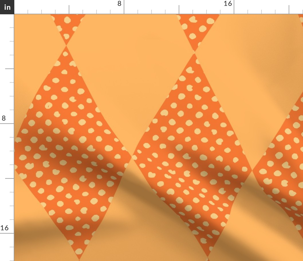 orange check with dots on yellow - large scale