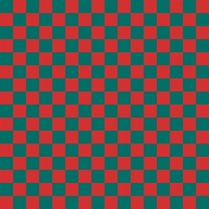 Vivid Teal + Red Checkered Print - Micro