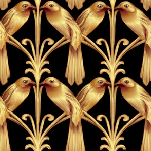 art deco golden birds