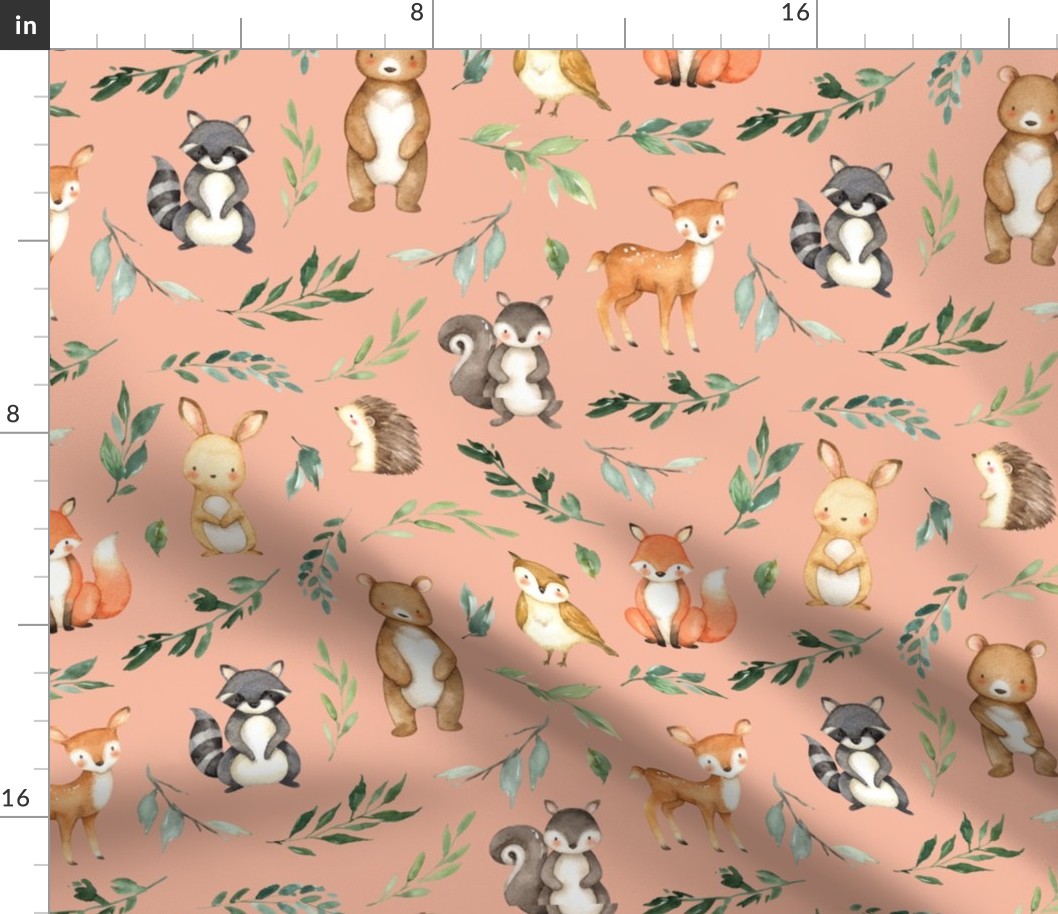 woodland animals leaves blush