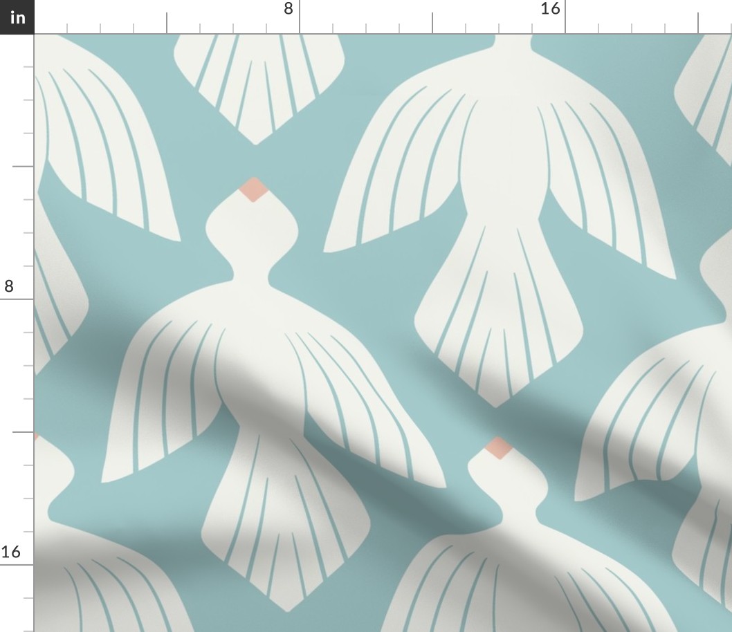 Art Deco Doves | Eggshell Blue | Large