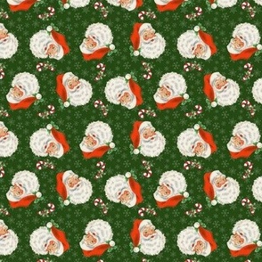 Retro Santa And Snowflakes Dark Green Very Small