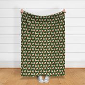 Retro Santa And Snowflakes Dark Green Small