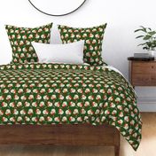 Retro Santa And Snowflakes Dark Green Small