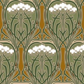 Rich summery Art Nouveau floral ogee design
