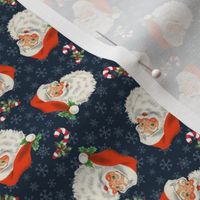 Retro Santa And Snowflakes Navy Very Small