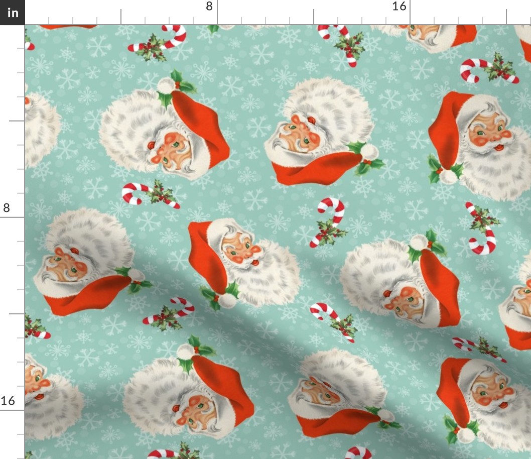 Retro Santa And Snowflakes