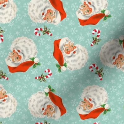 Retro Santa And Snowflakes Small