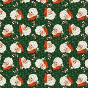 Retro Santa And Snowflakes Emerald Green Very Small