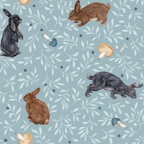 Hares and mushrooms (blue)
