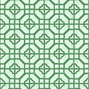 Chinoiserie Trellis -  Green on Green
