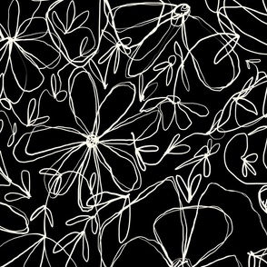 Flower Doodles in black and white