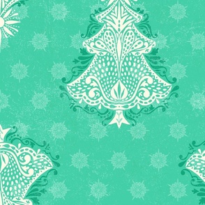 Christmas Tree Damask Mint Green - XL