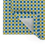 Mini Swedish Midsummer Plaid Checkers in Blue Yellow and Cream