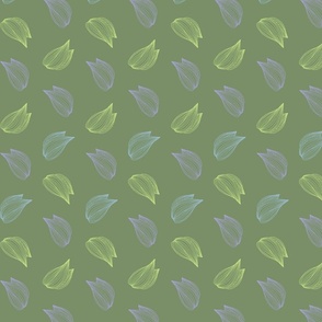  Pastel leaves minimal on sage green-Med Scale