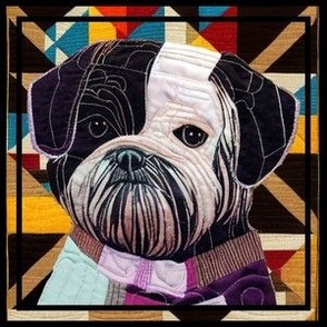 Black and White Shih Tzu Colors Patchwork Quilt by kedoki