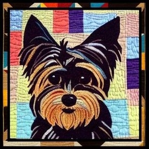 Yorkshire Terrier Patchwork Quilt Square by kedoki