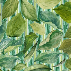 leaf collection, on hand painted stripes