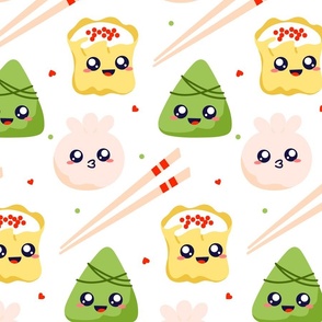 kawaii adorable cute dim sum dumplings with chopsticks food _ beverage novelty