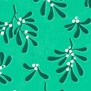 Modern Mistletoe on Mint Green - XL