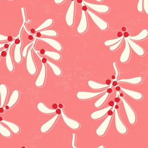 Modern Mistletoe White on Pink - XL