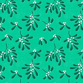 Modern Mistletoe on Mint Green - Large