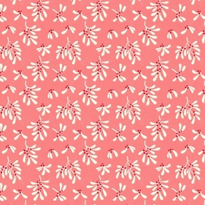 Modern Mistletoe White on Pink