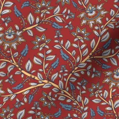 Floral Kalamkari, Dark Red