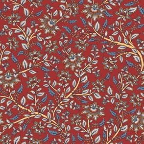 Floral Kalamkari, Dark Red