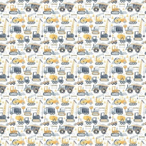  Spoonflower Fabric - Trucks Yellow Grey Construction