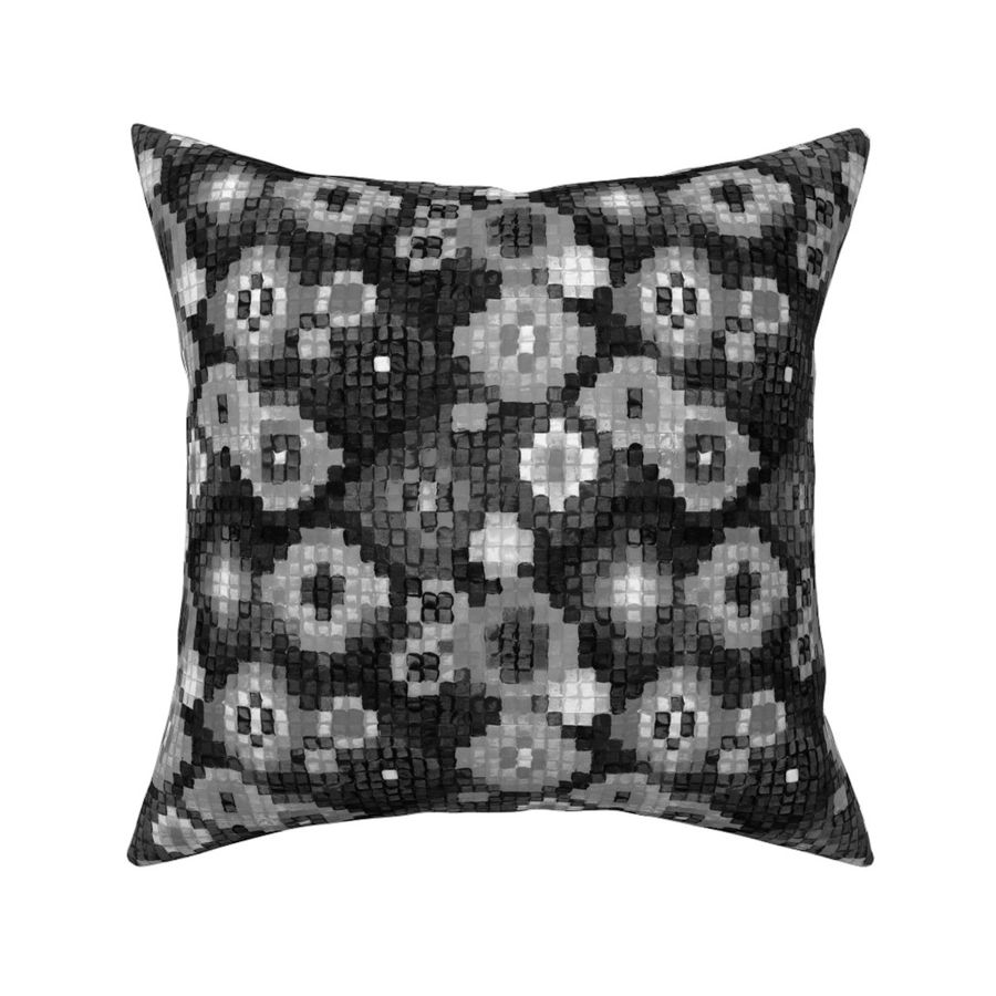  Black and white square flower pattern