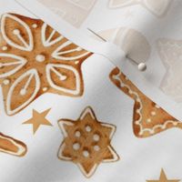Large Scale Frosted Holiday Cookies Gingerbread Reindeer Santa Christmas Trees on White