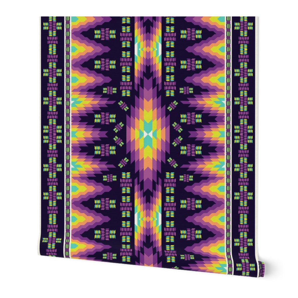 Rainbow Regalia Tribal Native American Aztec Vertical Blanket