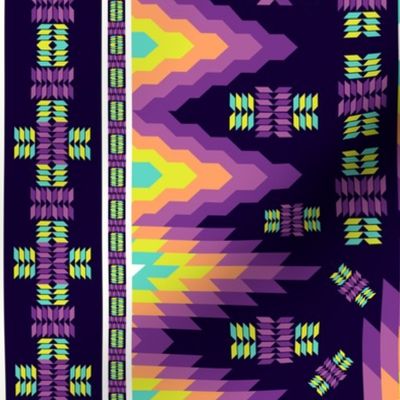 Rainbow Regalia Tribal Native American Aztec Vertical Blanket