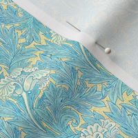 Tulips by William Morris -SMALL - Light Blue And Yellow Adaption Antiqued art nouveau art deco