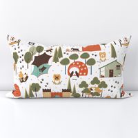 Dogs Go Glamping - Whimsical Pets Dog Houses Dog Lovers Animals Funny Baby Apparel Whimsical Gubiller Doggy Canine Animal Kids Barkitecture Vacation Nursery Olive Green