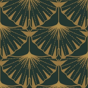 Gilded Ginkgo Scallops on forest green